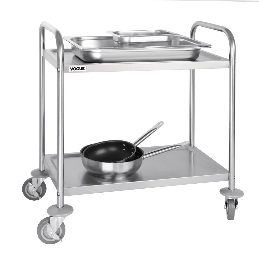 F996 Vogue RVS serveerwagen 2 plateaus S - 82,5(h) x 71(b)cm