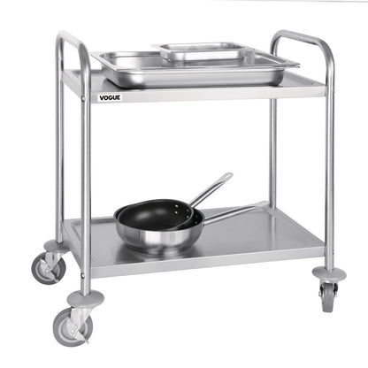 F996 Vogue RVS serveerwagen 2 plateaus S - 82,5(h) x 71(b)cm