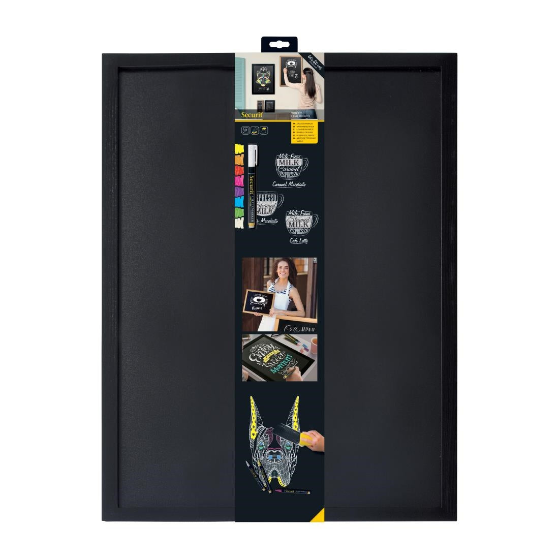 CU918 Securit Woody krijtbord, inclusief witte krijtstift en montageset