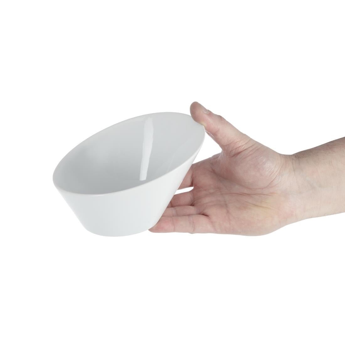 CB079 Olympia Whiteware Ovale Hellende Kommen 13,3x15,4cm (4 Stuks)