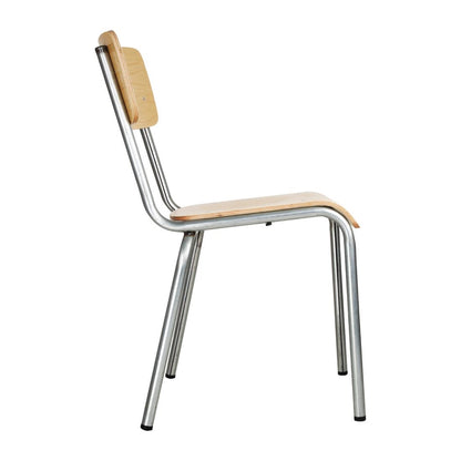 FB946 Bolero Cantina gegalvaniseerd stalen stoelen met houten zitting en rugleuning (4 stuks)