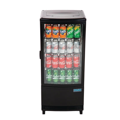 CX574 Polar C-Series Energiezuinige Koelkast Met Gebogen Deur Zwart 86Ltr