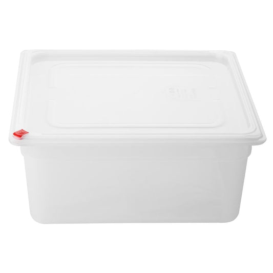 HZ351 Hygiplas Click PP GN Container 2/3 met Deksel & 7 Kleur Clips 150mm 12Ltr (4 stuks)