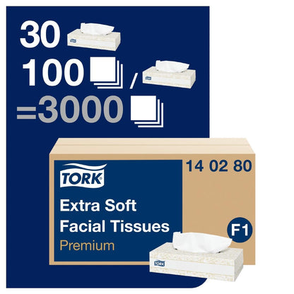 CH571 Tork Premium 100-pak gezichtsreinigingsdoekjes extra soft 2-laags (30 stuks)