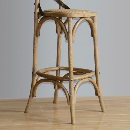 GG657 Bolero houten barkruk met gekruiste rugleuning naturel