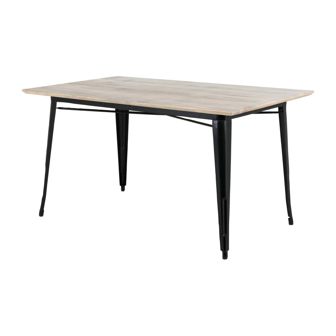 HZ808 Bolero Bistro Eettafel Mangohouten Blad Zwarte Poot 1450mm