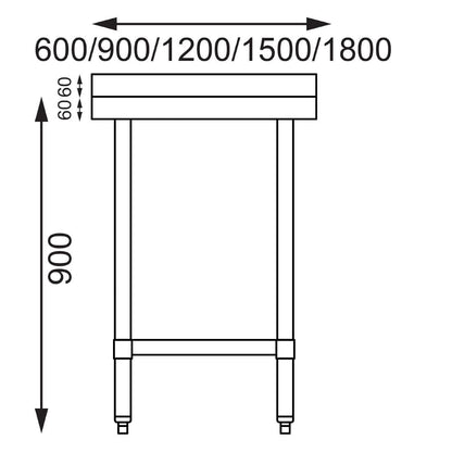GJ506 Vogue RVS werktafel met achteropstand 90x90x70cm