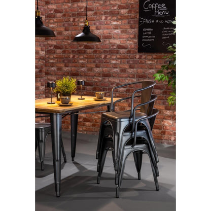 HZ807 Bolero Bistro Curve Armstoelen Donkergrijs (4 stuks)