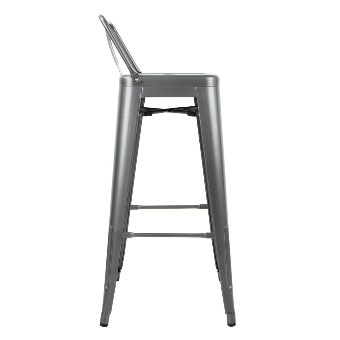 DM935 Bolero Bistro stalen barkruk met rugleuning grijs (4 stuks)
