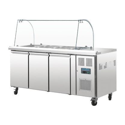 CT394 Polar U-serie GN gekoelde saladette met glazen opzetvitrine 3-deurs