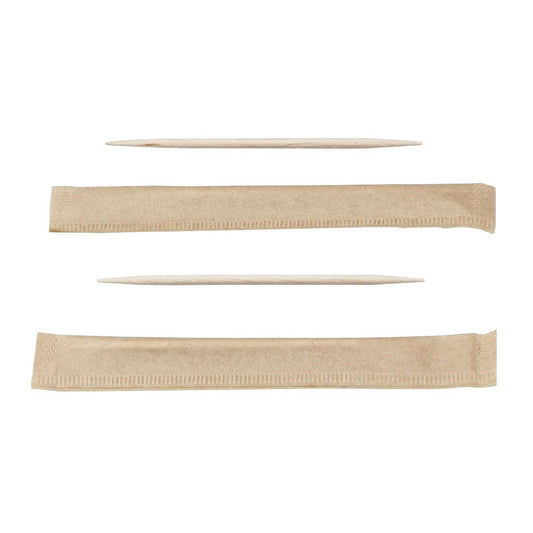 HZ703 Sier Disposables FSC® Houten Tandenstoker, Twee Punten, Per Stuk Verpakt, 65 mm (1000 stuks)