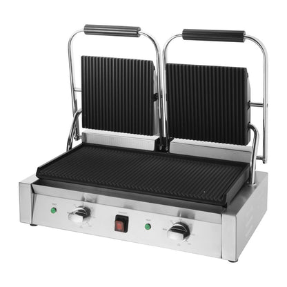 CU604 Buffalo Bistro Dubbele Geribbelde Contactgrill