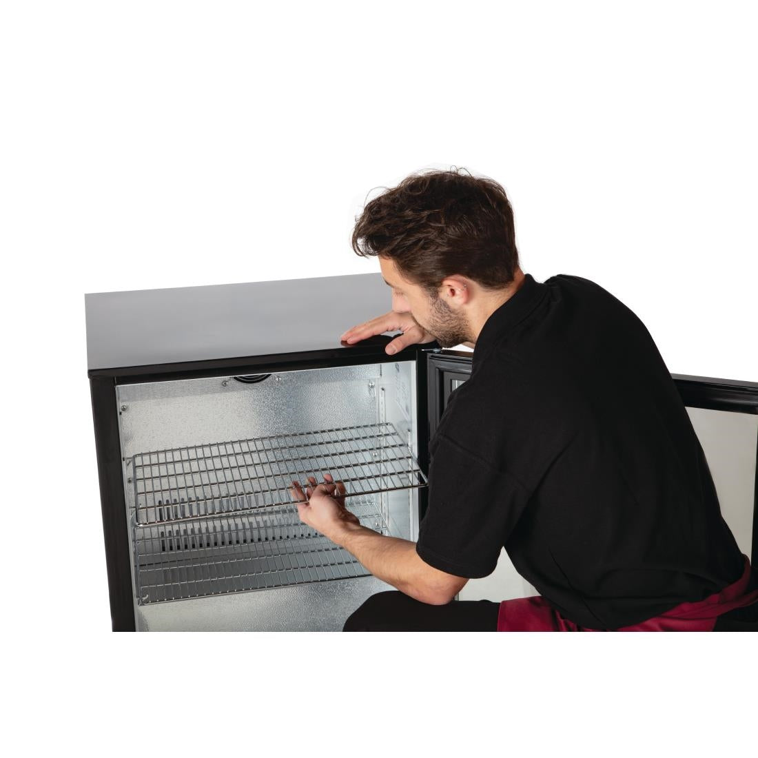 GL011 Polar G-serie laag model gekoelde bardisplay met klapdeur zwart 128L