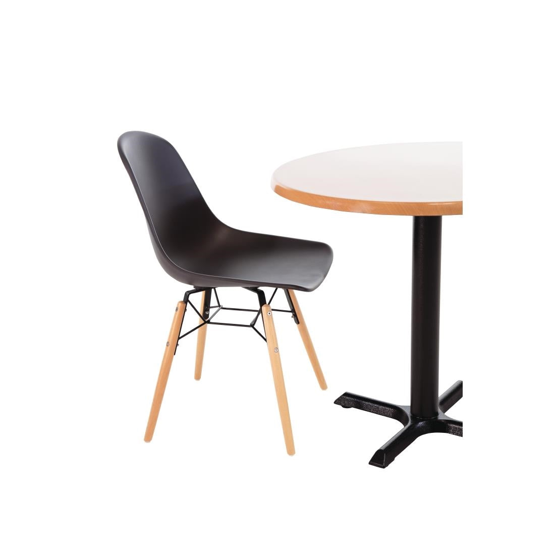 DM841 Bolero Arlo polypropyleen stoelen met houten poten grijs (2 stuks)