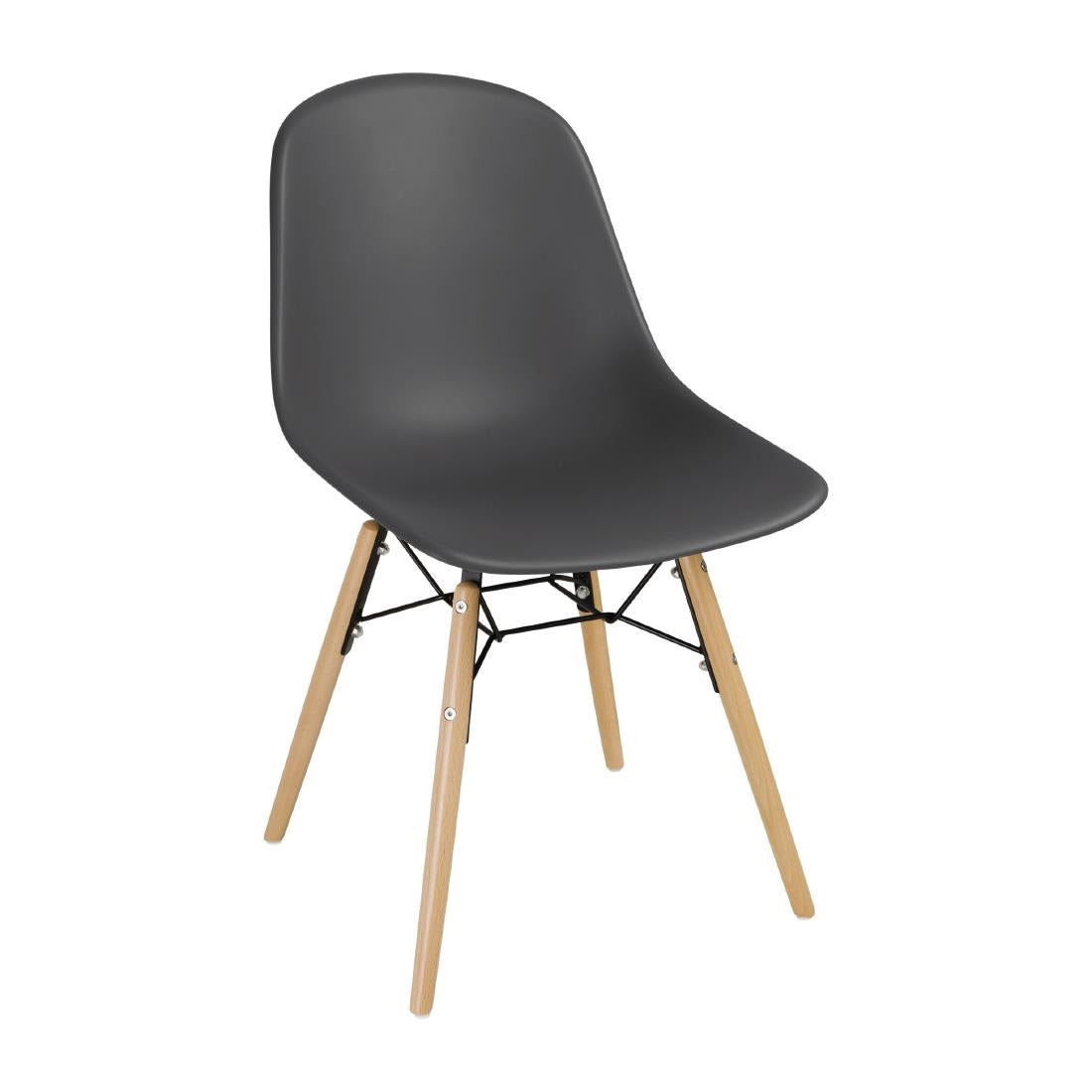 DM841 Bolero Arlo polypropyleen stoelen met houten poten grijs (2 stuks)