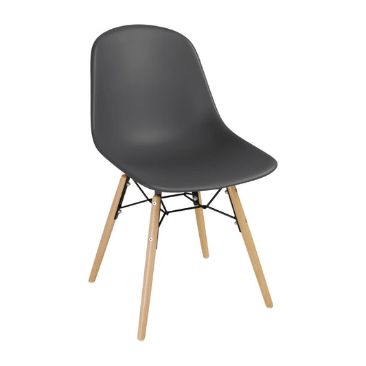 DM841 Bolero Arlo polypropyleen stoelen met houten poten grijs (2 stuks)