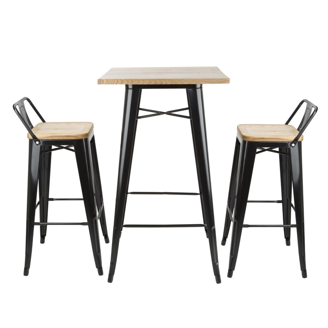 FB595 Bolero Bistro bartafel met houten blad zwart