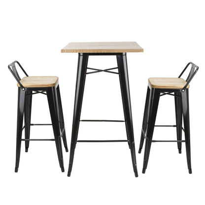FB595 Bolero Bistro bartafel met houten blad zwart