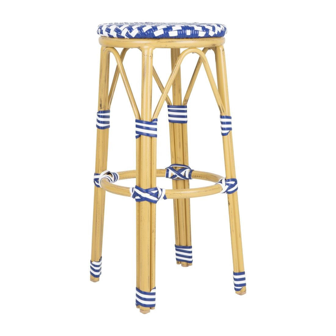 HZ145 Bolero Parijse Stijl PE Rattan Barkrukken Blauw (2 stuks)