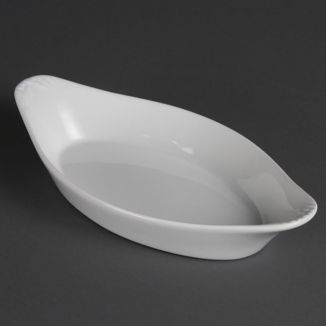 W440 Olympia Whiteware ovale gratineerschalen 25,3x14cm (6 stuks)