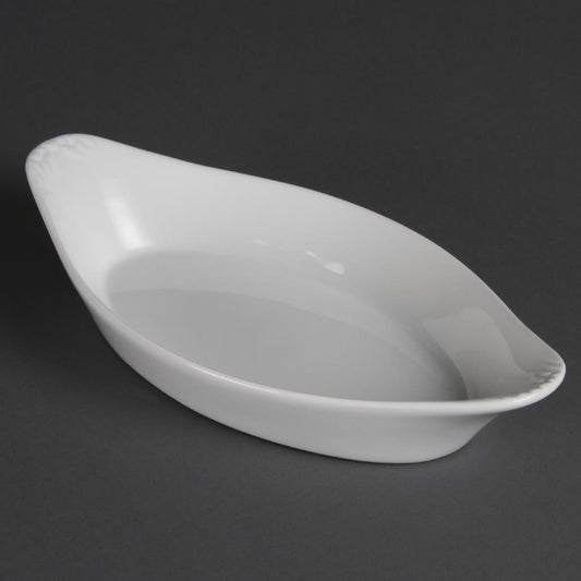 W440 Olympia Whiteware ovale gratineerschalen 25,3x14cm (6 stuks)