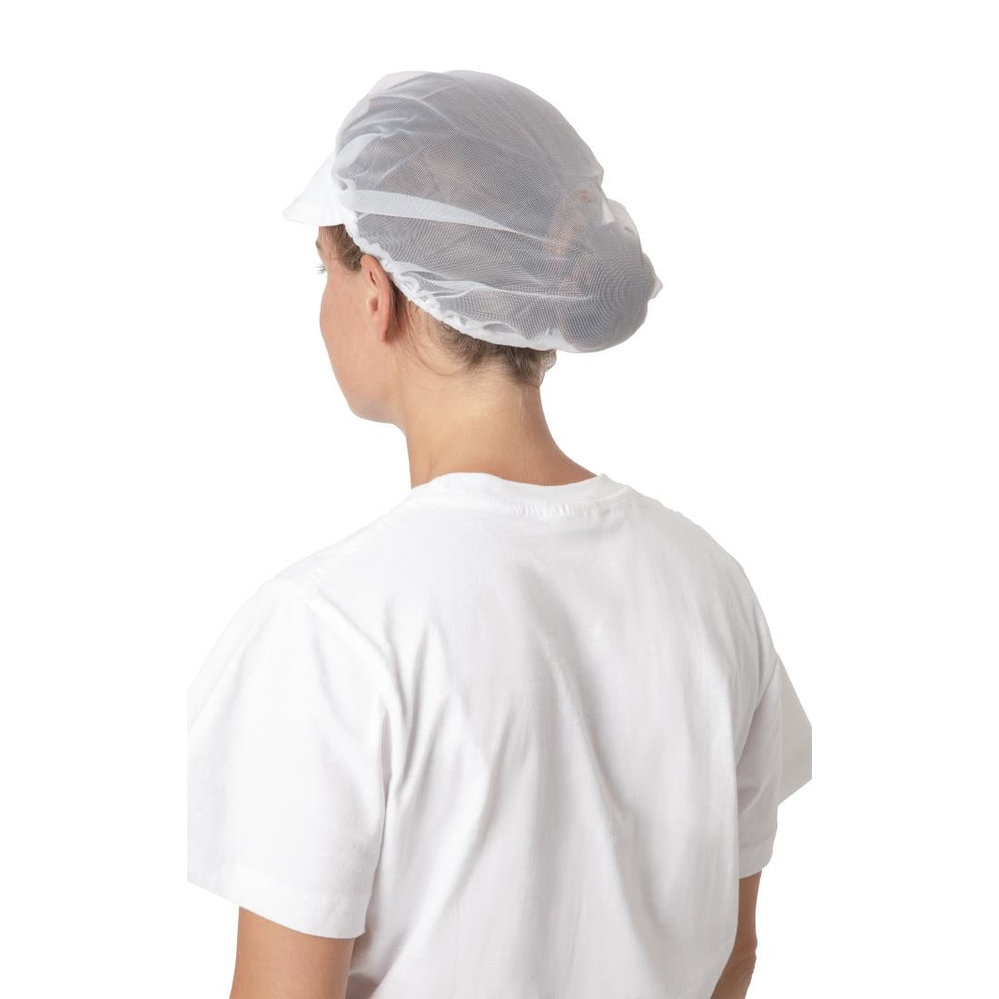 B226 Whites nylon haarnet met klep wit