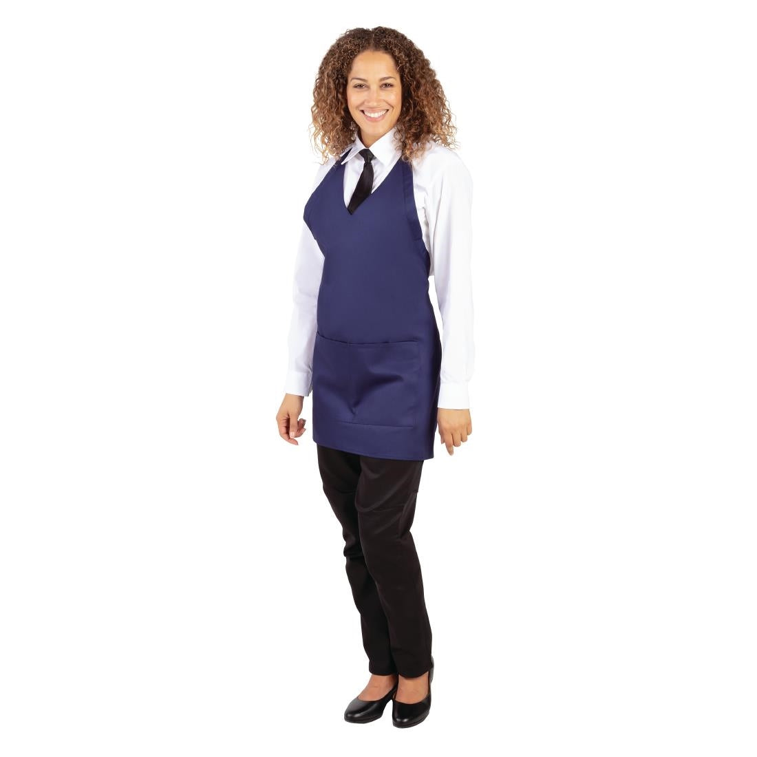 BB137 Whites halterschort met V-hals donkerblauw