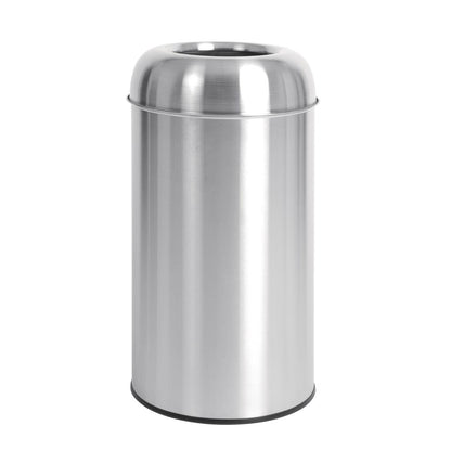GK972 Bolero RVS bullet afvalbak open-top zilver 40Ltr