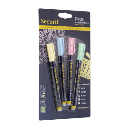 CU771 Securit Liquid pastel krijtstift met 1-2mm Penpunt in groen, blauw, geel, lila (4 stuks)