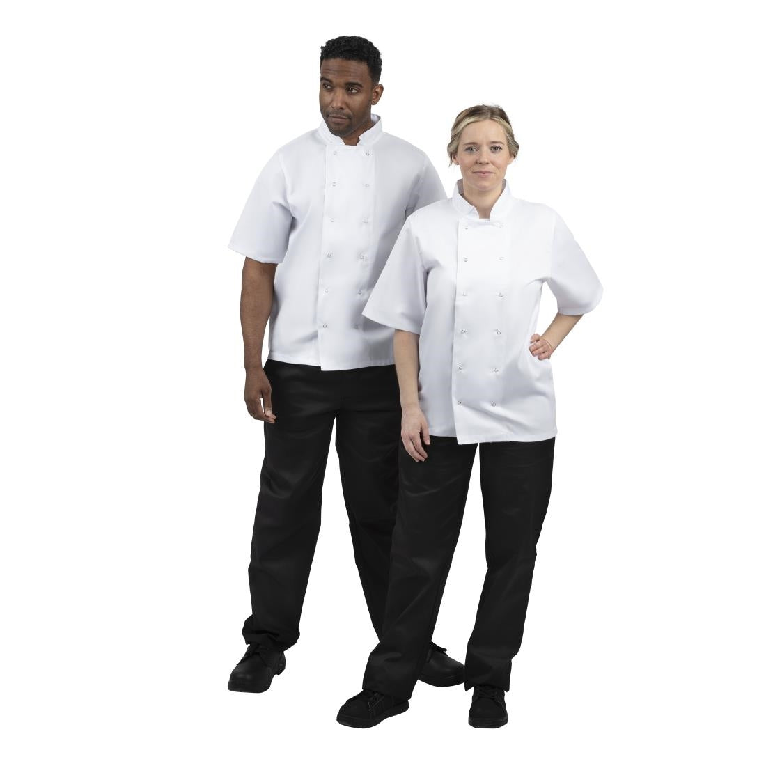 B250-XXL Whites Boston unisex koksbuis korte mouw wit XXL