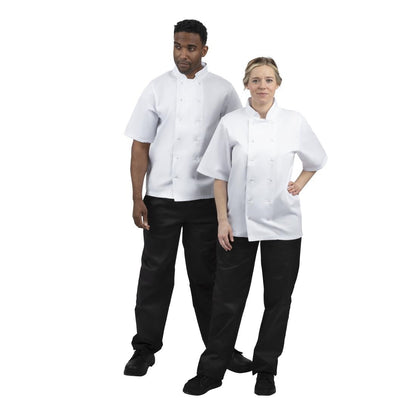 B250-XXL Whites Boston unisex koksbuis korte mouw wit XXL