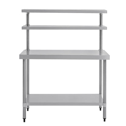 CC359 Vogue RVS werktafel met wandplanken 120cm
