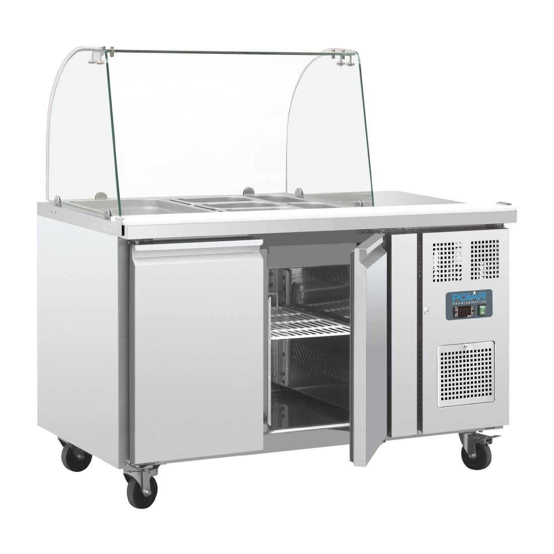 CT393 Polar U-serie GN gekoelde saladette met glazen opzetvitrine 2-deurs