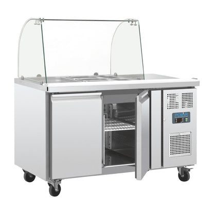 CT393 Polar U-serie GN gekoelde saladette met glazen opzetvitrine 2-deurs