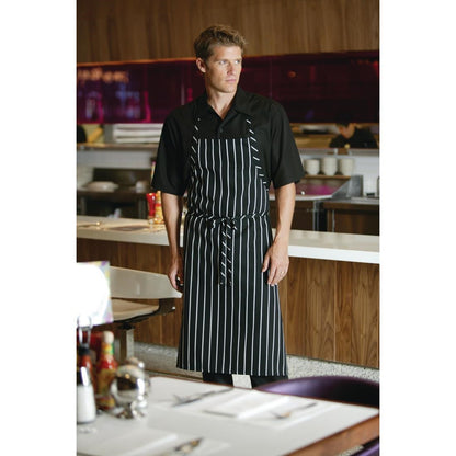 B248 Chef Works Premium geweven schort zwart-wit gestreept