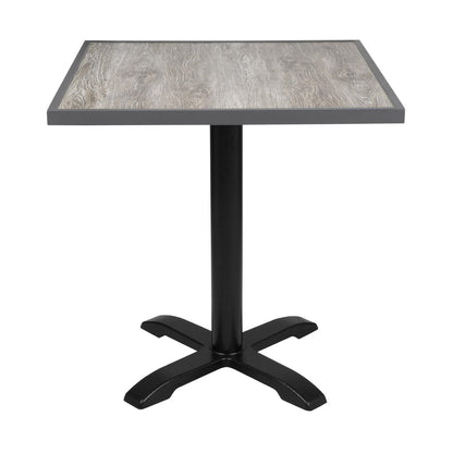 FU515 Bolero Tafelblad Van Gehard Glas Met Houtnerfeffect Voor Buiten, Grijze Rand 700mm