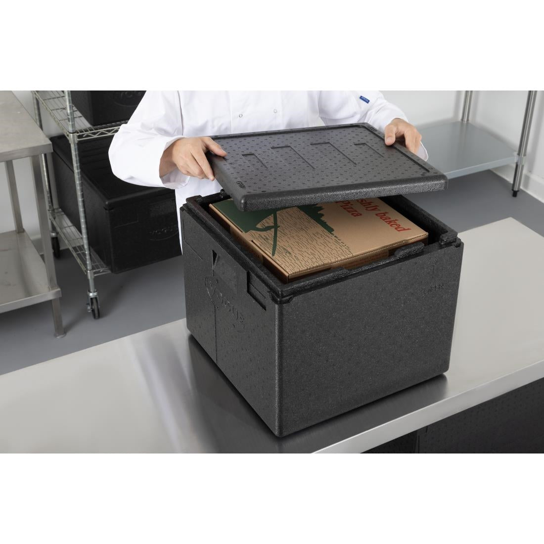 DX991 Vogue Geïsoleerde EPP Pizzatransportbox 59Ltr 8 Pizza Capaciteit