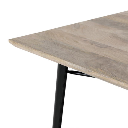 HZ808 Bolero Bistro Eettafel Mangohouten Blad Zwarte Poot 1450mm