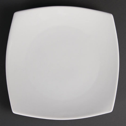 U170 Olympia Whiteware Vierkante Borden Met Afgeronde Hoeken 24cm (12 Stuks)