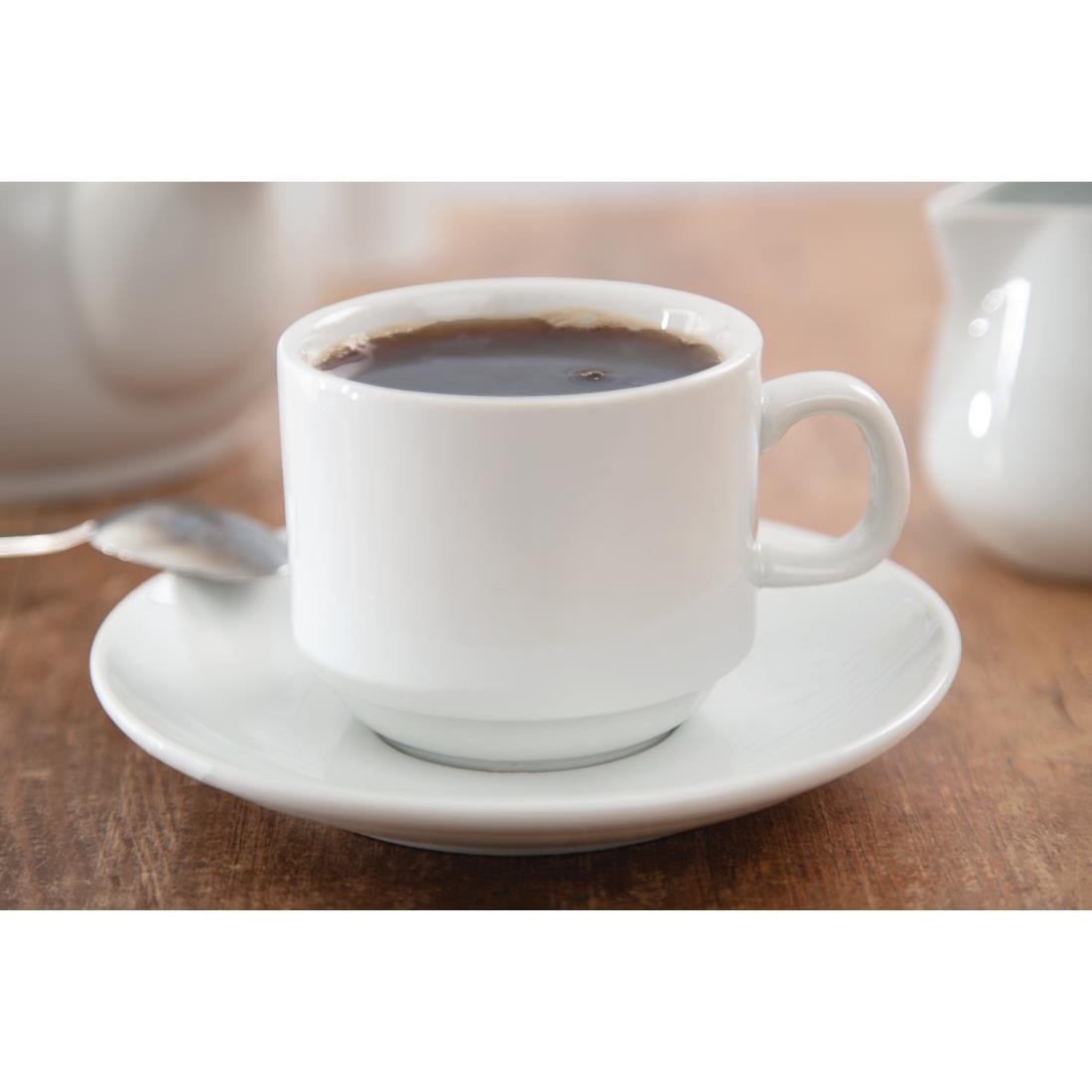 CB467 Olympia Whiteware stapelbare theekopjes 200ml (12 stuks)