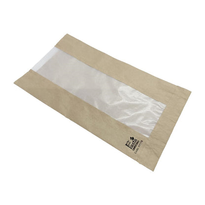 HY776 Fiesta Composteerbare Broodzakken met Glasine Venster 320x180x40mm (stuks 1000)