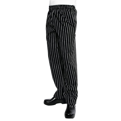A940-S Chef Works Designer baggy koksbroek zwart-wit gestreept S