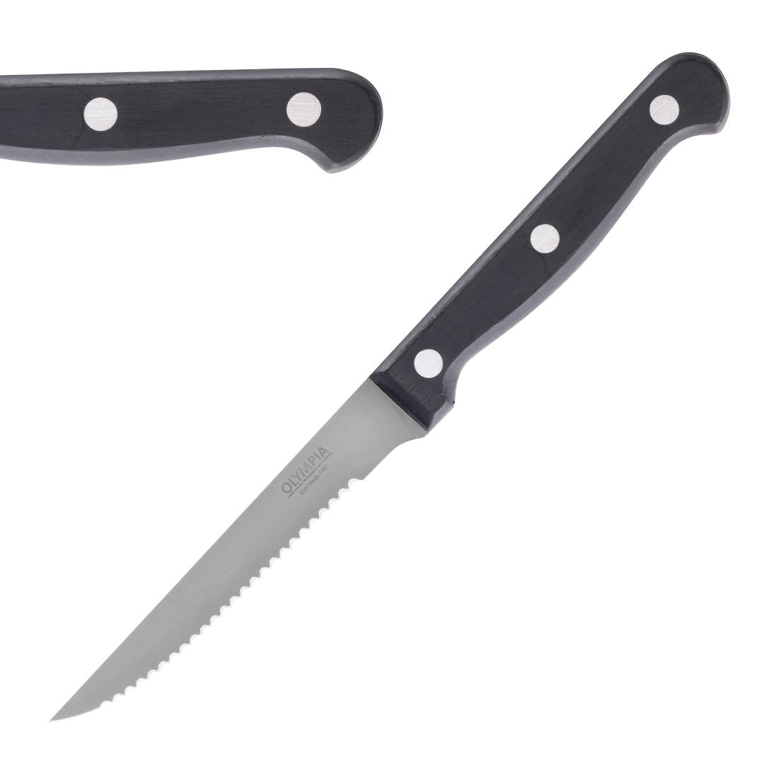 C134 Olympia steakmessen zwart heft 21,5cm (12 stuks)