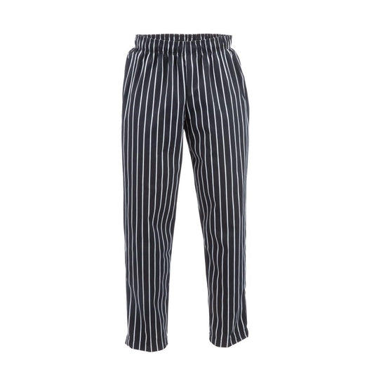 A940-S Chef Works Designer baggy koksbroek zwart-wit gestreept S