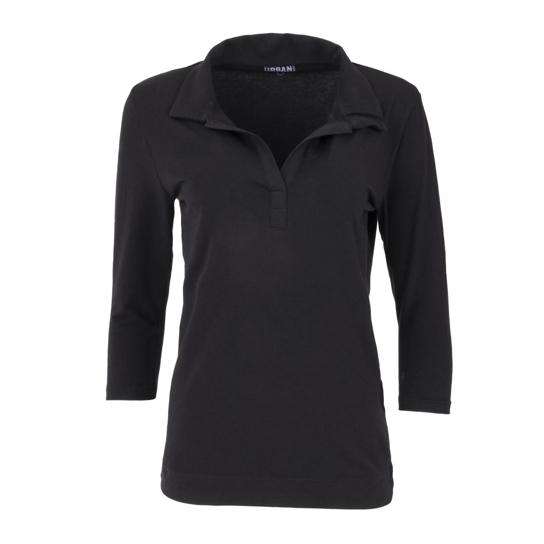 B038-S Uniform Works dames T-shirt met V-hals zwart S