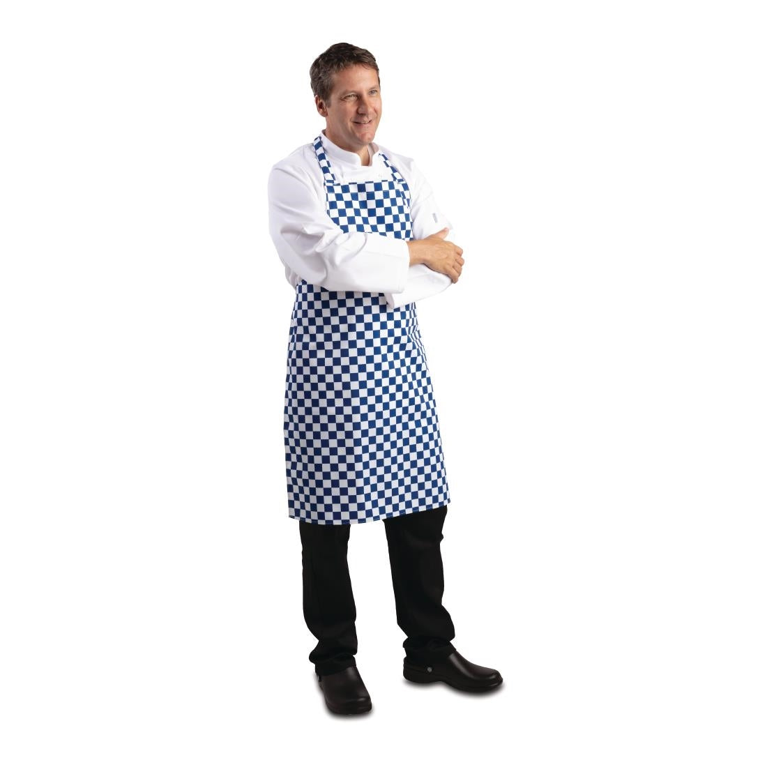 A554 Whites halterschort blauw-wit geblokt