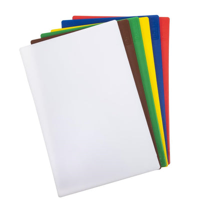 FY329 Hygiplas LDPE snijplanken set met rek 450x300x10mm (Set van 6)