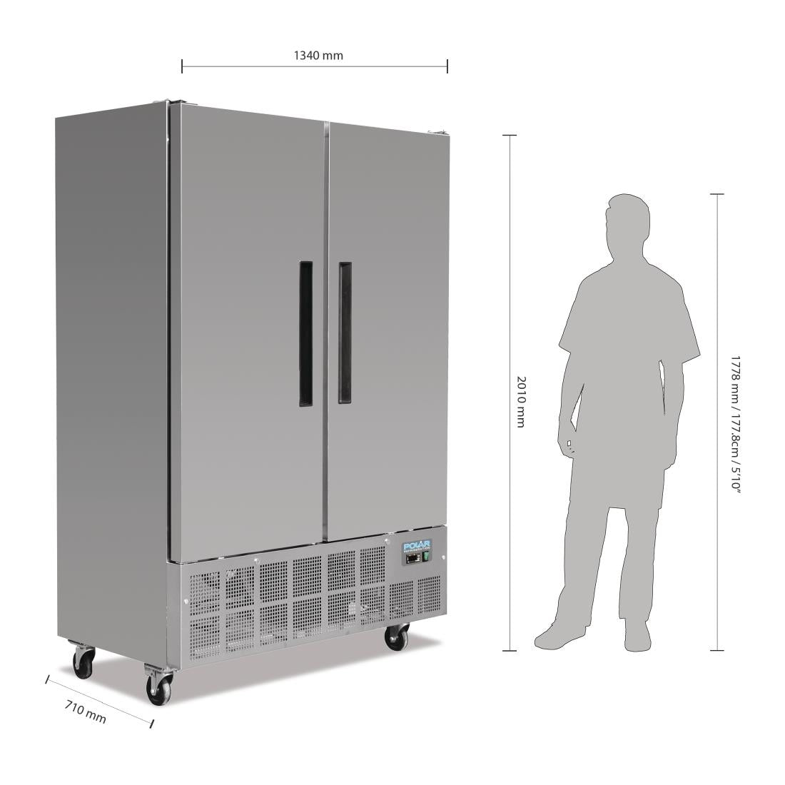 GD880 Polar g-serie dubbele deur slanke vriezer 960ltr