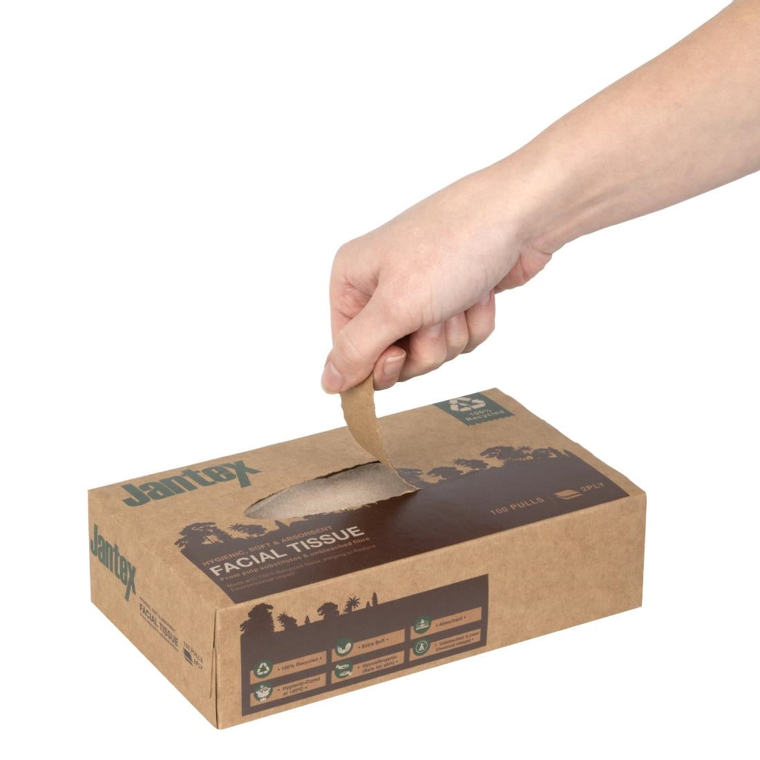 HW715 Jantex Green 100% Gerecyclede Gezichtsdoekjes 100 Vel (36 stuks)