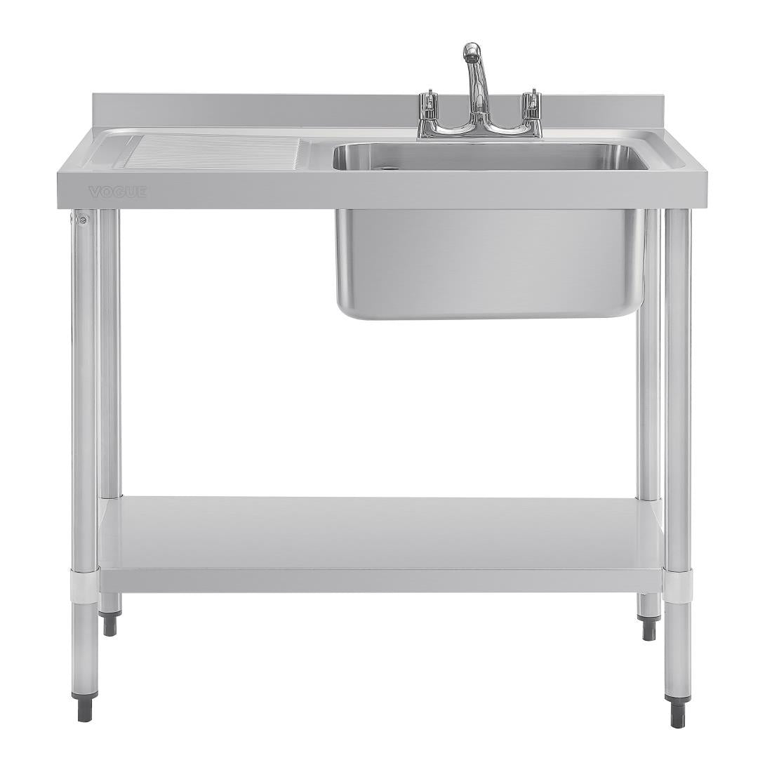 DY821 Vogue RVS spoeltafel enkele spoelbak aan rechterzijde 100x60cm